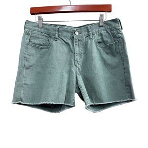 Old Navy Sweetheart Denim Shorts Green Frayed Hem Size 8